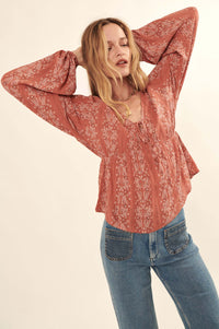 Homeward Journey Paisley-Print Peasant Top - ShopPromesa