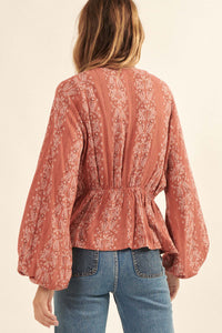 Homeward Journey Paisley-Print Peasant Top - ShopPromesa