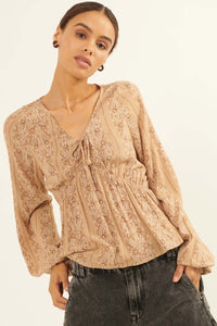 Homeward Journey Paisley-Print Peasant Top - ShopPromesa