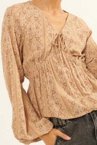 Homeward Journey Paisley-Print Peasant Top - ShopPromesa