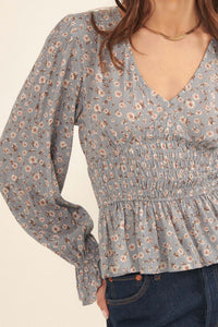 Prairie Blossoms Smocked Floral Peasant Top - ShopPromesa