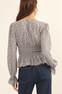 Prairie Blossoms Smocked Floral Peasant Top - ShopPromesa