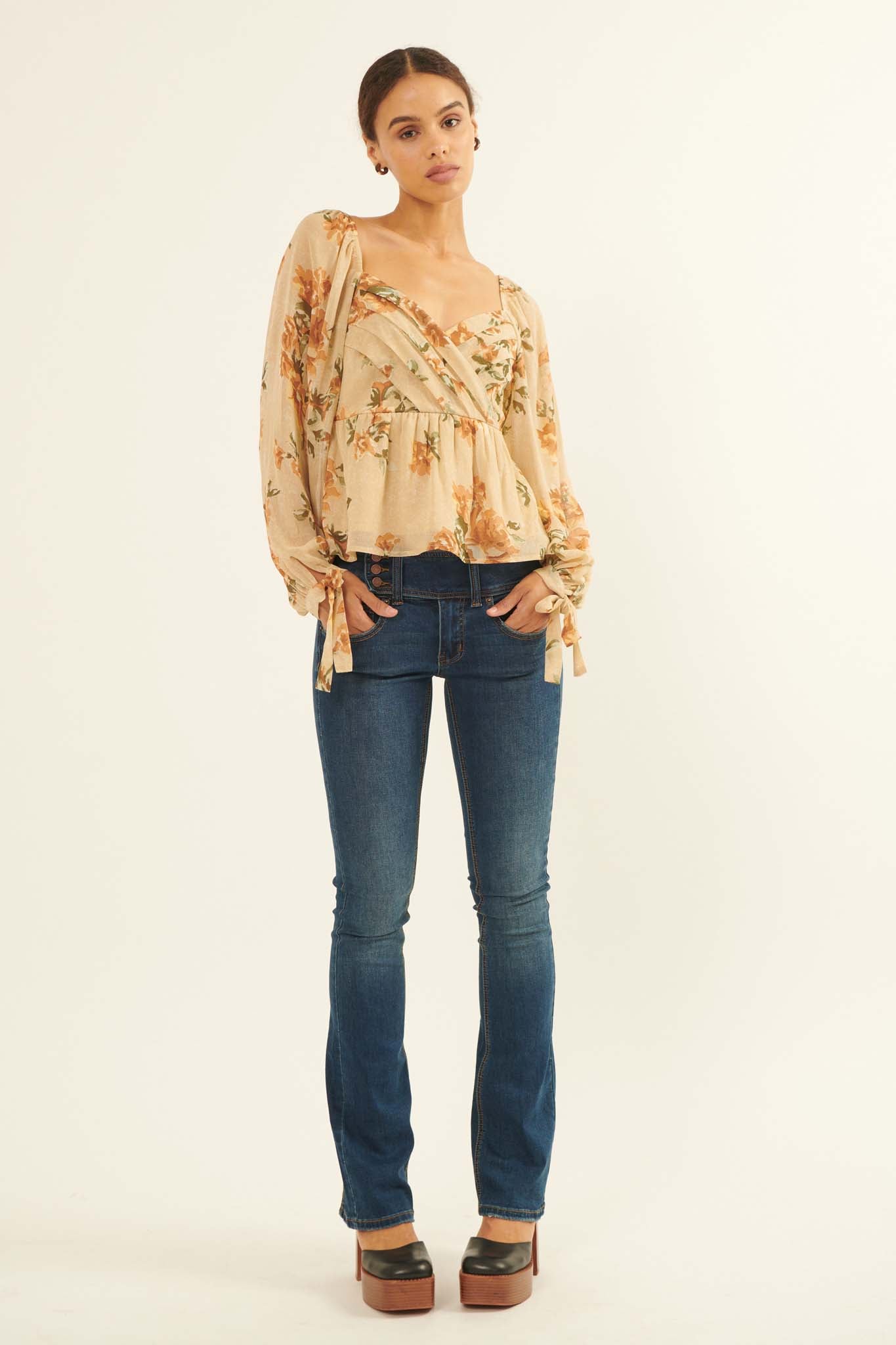 Enchanted Garden Floral Chiffon Peasant Top - ShopPromesa