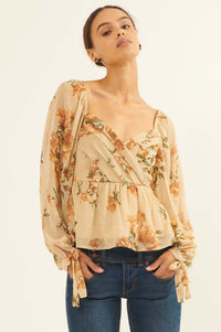 Enchanted Garden Floral Chiffon Peasant Top - ShopPromesa