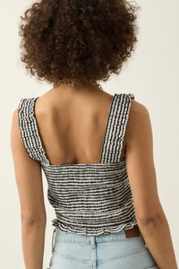 Sweet Shop Smocked Gingham Cropped Tank Top - ShopPromesa