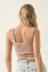 Bohemian Beauty Smocked Paisley Cropped Tank Top - ShopPromesa