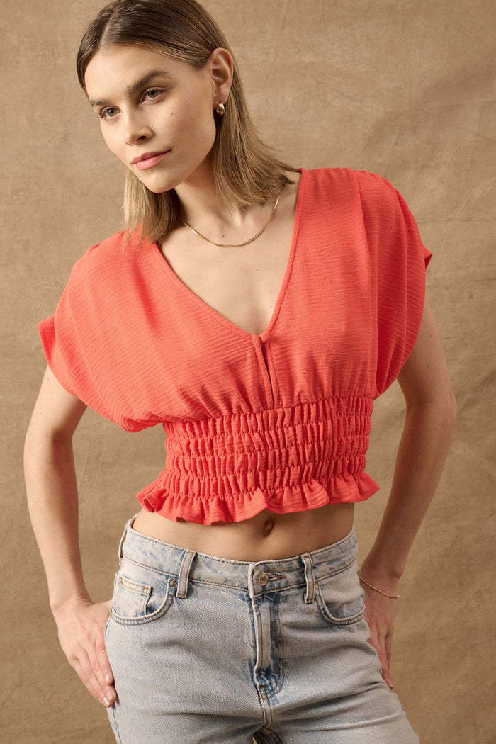 Set Yourself Free Smocked Kimono-Sleeve Crop Top - ShopPromesa