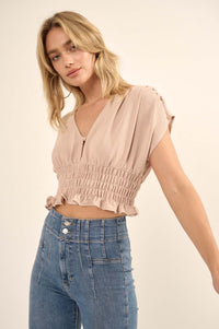 Set Yourself Free Smocked Kimono-Sleeve Crop Top - ShopPromesa