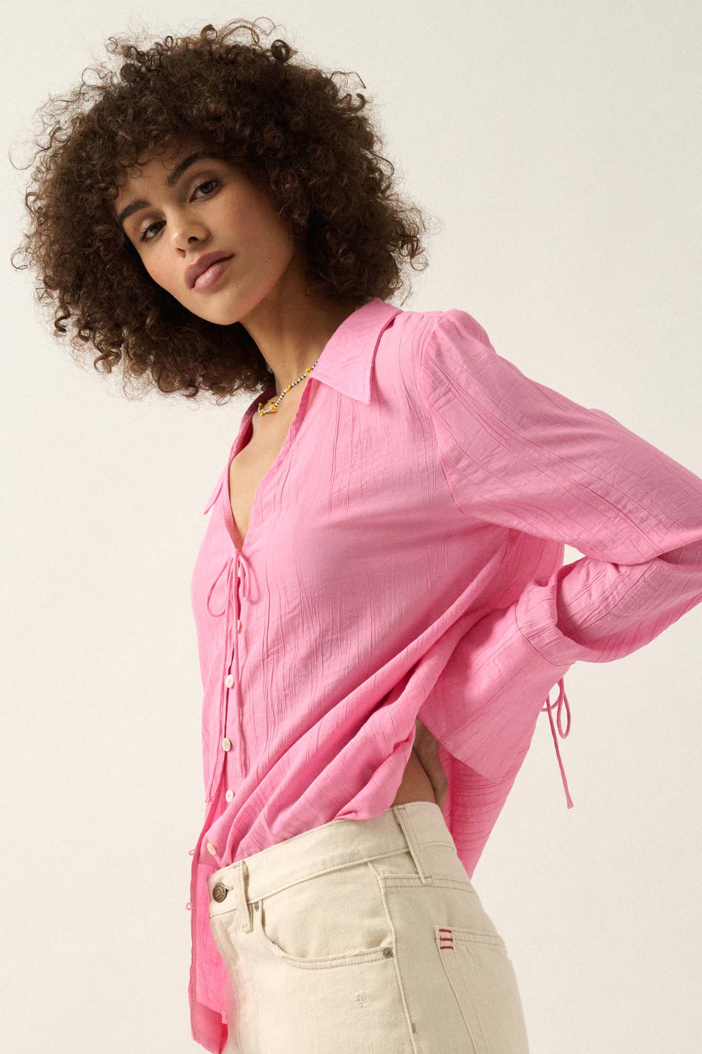 Mindful Living Crepe French Cuff Button-Up Shirt - ShopPromesa