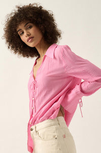 Mindful Living Crepe French Cuff Button-Up Shirt - ShopPromesa