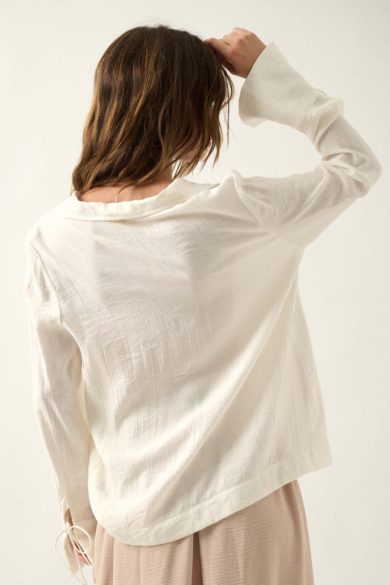 Mindful Living Crepe French Cuff Button-Up Shirt - ShopPromesa