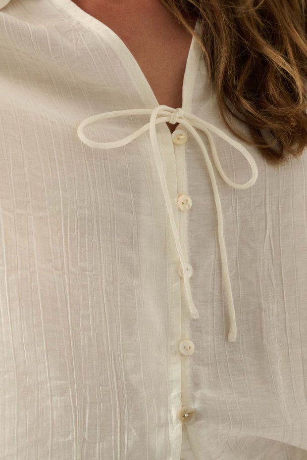 Mindful Living Crepe French Cuff Button-Up Shirt - ShopPromesa