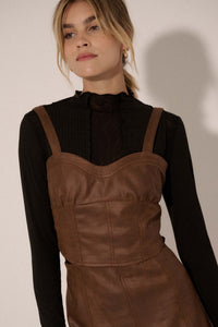 Human Nature Vegan Leather Cropped Bustier Top - ShopPromesa