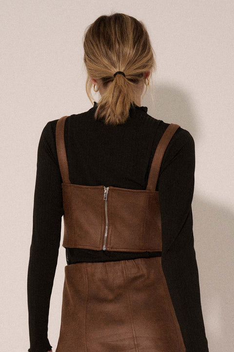 Human Nature Vegan Leather Cropped Bustier Top - ShopPromesa