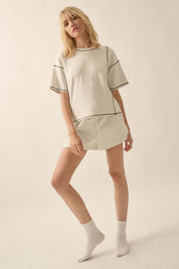 Premium Scuba Contrast-Stitch Loose-Fit Boxy Tee - ShopPromesa