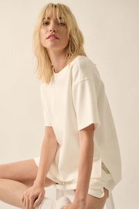 Premium Scuba Loose-Fit High-Low Boxy Tee - ShopPromesa