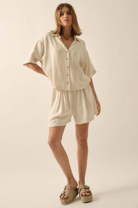 Act Natural Linen-Blend Oversize Short-Sleeve Shirt - ShopPromesa