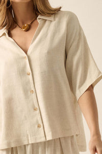 Act Natural Linen-Blend Oversize Short-Sleeve Shirt - ShopPromesa