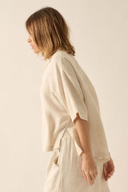 Act Natural Linen-Blend Oversize Short-Sleeve Shirt - ShopPromesa