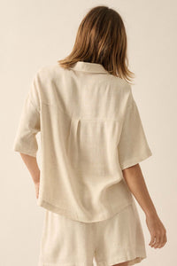 Act Natural Linen-Blend Oversize Short-Sleeve Shirt - ShopPromesa