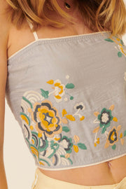 Garden Gate Floral Embroidered Cami Top - ShopPromesa