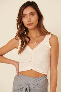 Sunny Sunday Ruffled Swiss Dot Crop Top - ShopPromesa