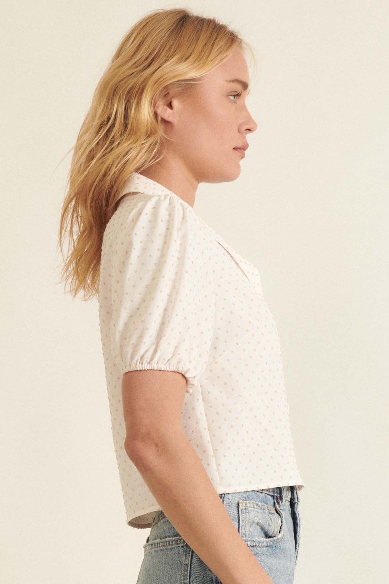 Honest Truth Swiss Dot Puff-Sleeve Top - ShopPromesa