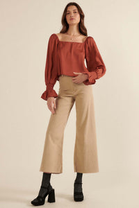 Classic Beauty Matte Satin Peasant Top - ShopPromesa