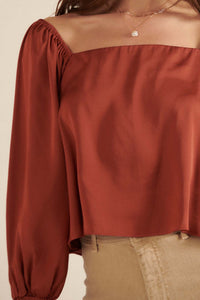 Classic Beauty Matte Satin Peasant Top - ShopPromesa