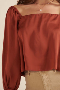 Classic Beauty Matte Satin Peasant Top - ShopPromesa