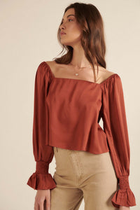 Classic Beauty Matte Satin Peasant Top - ShopPromesa