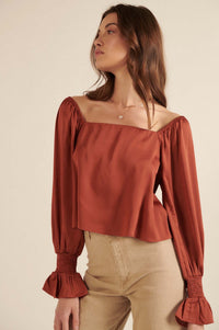 Classic Beauty Matte Satin Peasant Top - ShopPromesa