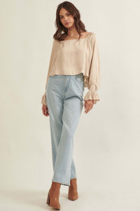 Classic Beauty Matte Satin Peasant Top - ShopPromesa