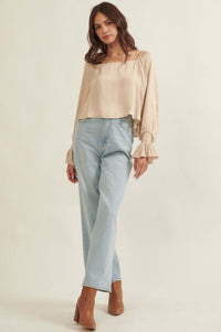 Classic Beauty Matte Satin Peasant Top - ShopPromesa