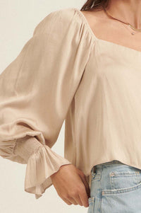 Classic Beauty Matte Satin Peasant Top - ShopPromesa