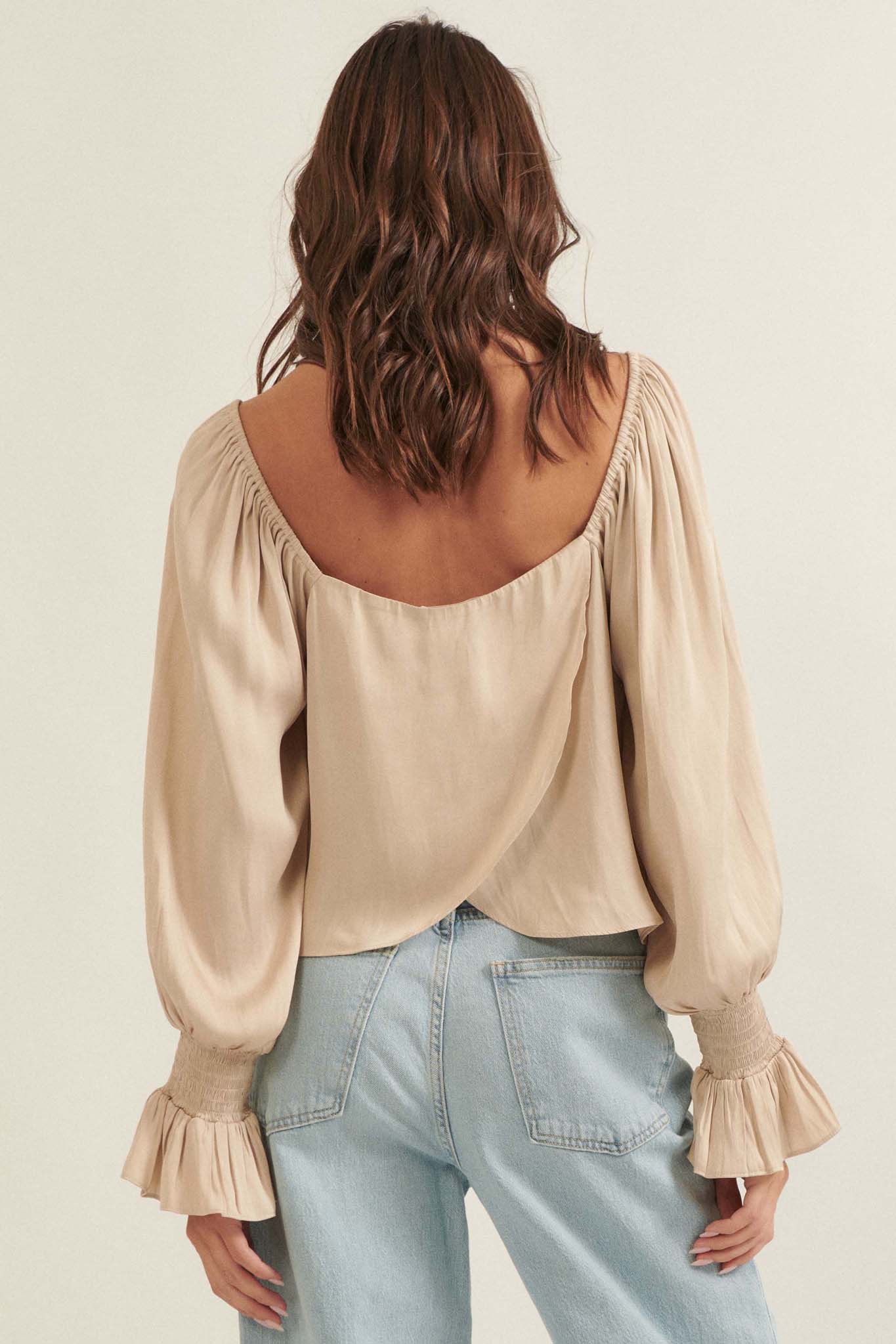 Classic Beauty Matte Satin Peasant Top - ShopPromesa