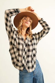 Gone Country Raw-Edge Plaid Button-Up Shirt - ShopPromesa