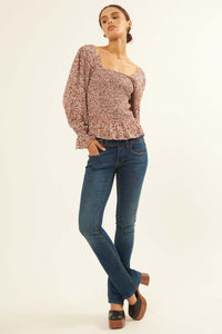 Wildflower Spirit Smocked Floral Peasant Top - ShopPromesa