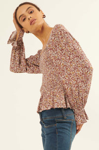 Wildflower Spirit Smocked Floral Peasant Top - ShopPromesa