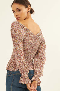 Wildflower Spirit Smocked Floral Peasant Top - ShopPromesa