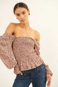 Wildflower Spirit Smocked Floral Peasant Top - ShopPromesa