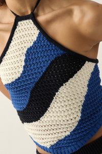 Heat Wave Colorblock Crochet Knit Halter Top - ShopPromesa