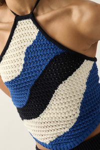 Heat Wave Colorblock Crochet Knit Halter Top - ShopPromesa