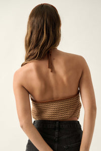 Heat Wave Colorblock Crochet Knit Halter Top - ShopPromesa