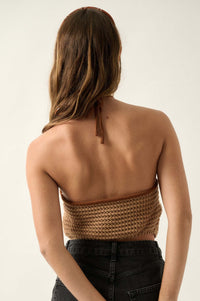 Heat Wave Colorblock Crochet Knit Halter Top - ShopPromesa