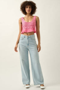 Happy Feeling Cropped Crochet Lace Tank Top - ShopPromesa