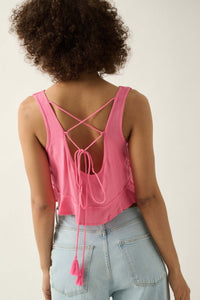 Happy Feeling Cropped Crochet Lace Tank Top - ShopPromesa