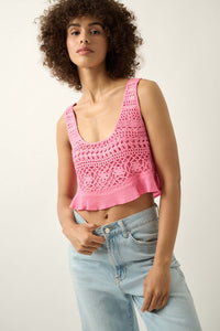 Happy Feeling Cropped Crochet Lace Tank Top - ShopPromesa