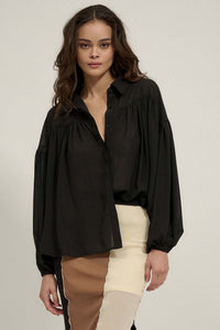 Big Sky Chiffon Balloon-Sleeve Oversize Shirt - ShopPromesa