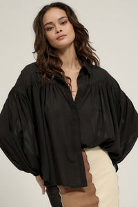 Big Sky Chiffon Balloon-Sleeve Oversize Shirt - ShopPromesa